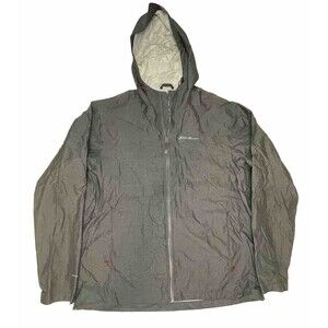 Eddie Bauer Windbreaker Jacket Weather Edge Adjustable Cuff Mens Large Gray